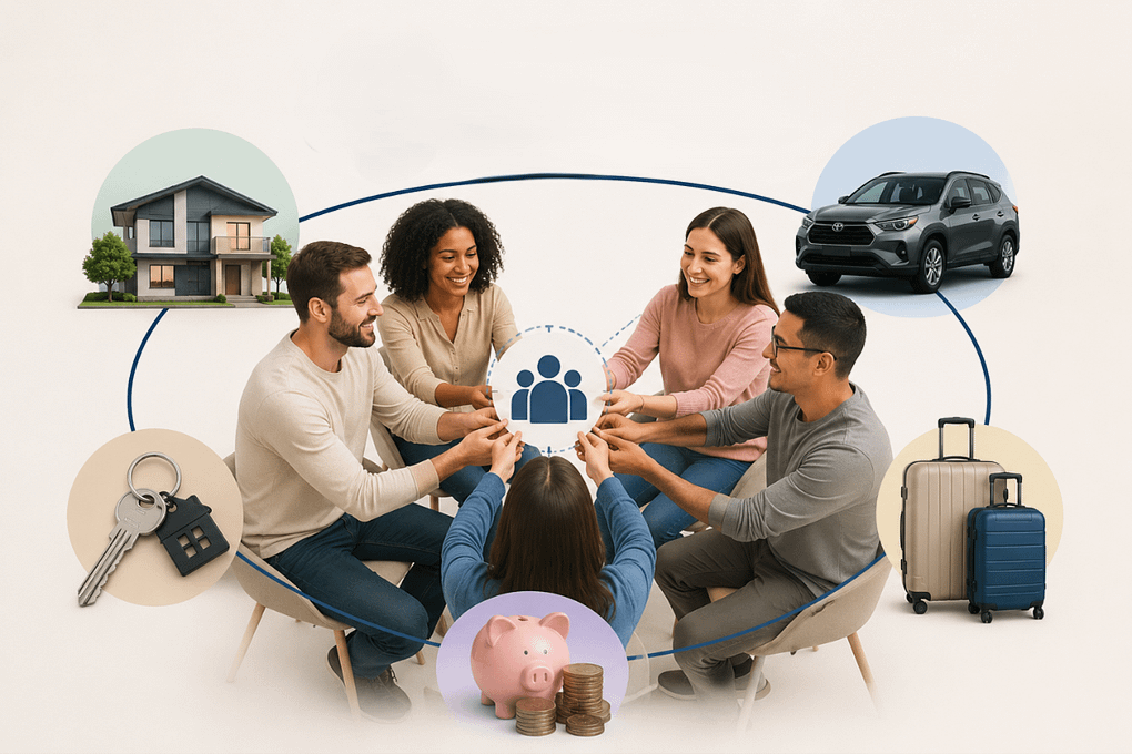 Família feliz recebendo as chaves da casa própria por meio de consórcio imobiliário.